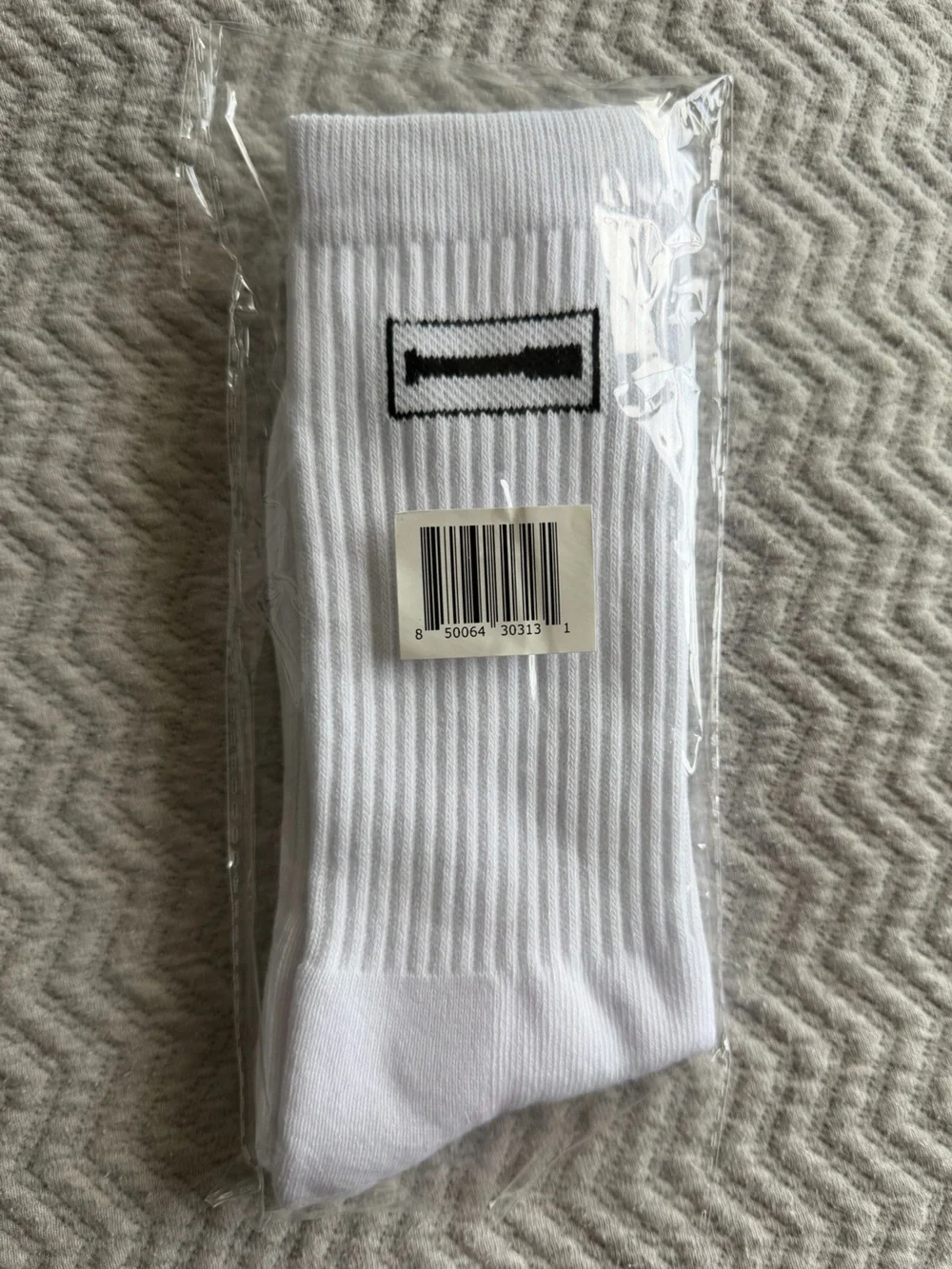 David Protein Bars White Crew Socks Athletic Gym Fitness Unisex New